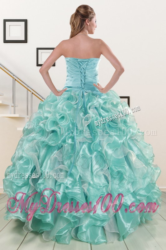 Beautiful Beading Sweet 16 Dresses in Apple Green for 2016