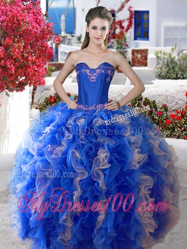 Elegant Applique and Ruffled Big Puffy Quinceanera Dress in Organza