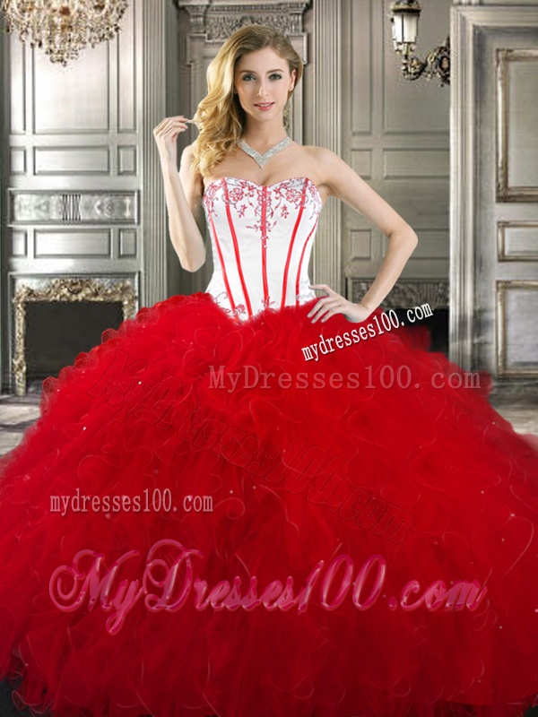 Exquisite Really Puffy Tulle Quinceanera Gown with Beading and Ruffles