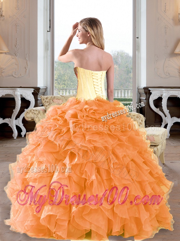 Fashionable Beading and Ruffles Sweetheart Quinceanera Dresses for 2016