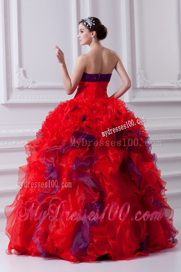 Fashionable Sweetheart Beading and Appliques Multi-color Quinceanera Dress with Ruffles