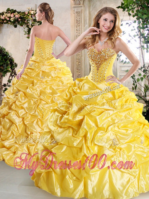 Gorgeous Ball Gown Quinceanera Gowns with Beading and Pick Ups for Spring