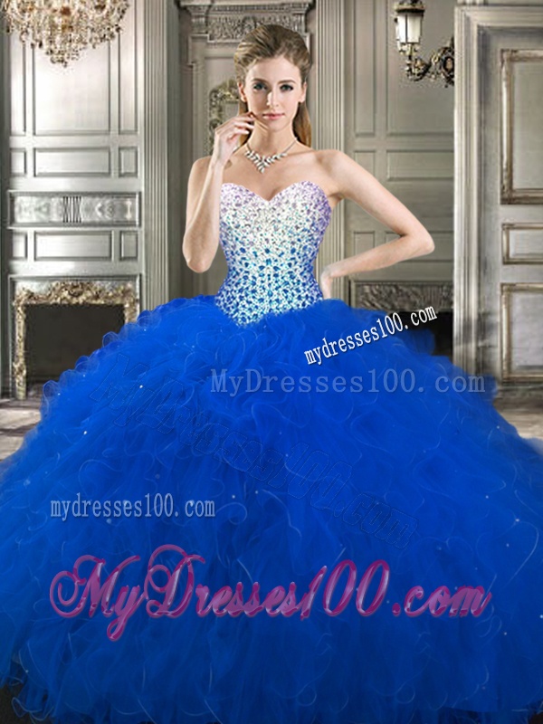 Gorgeous Teal Really Puffy Quinceanera Dress with Beading and Ruffles