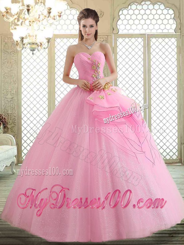 Hot Sale Sweetheart Rose Pink Quinceanera Dresses with Beading
