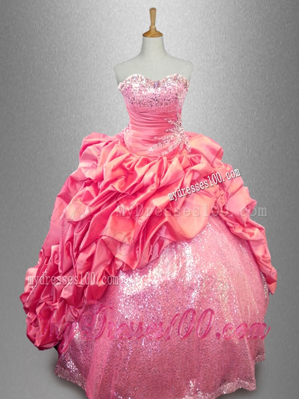 Latest Strapless Beaded Quinceanera Dresses in Coral Red
