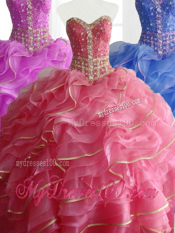 Modest Ball Gown Quinceanera Dresses with Beading and Ruffles