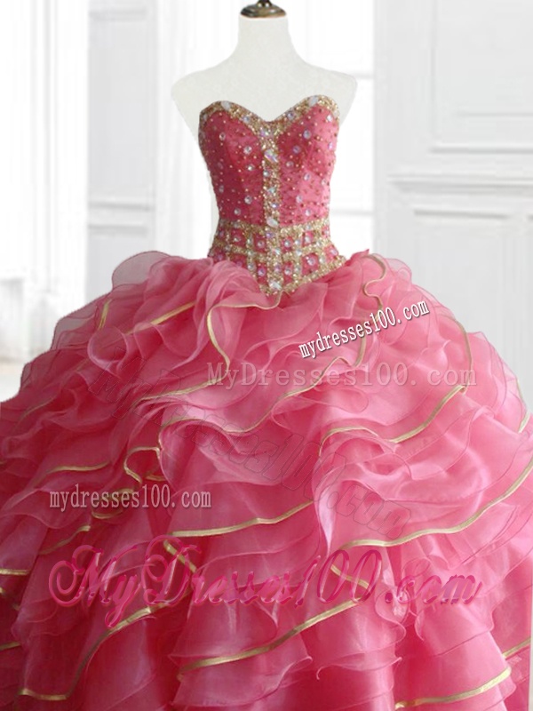 Modest Ball Gown Quinceanera Dresses with Beading and Ruffles