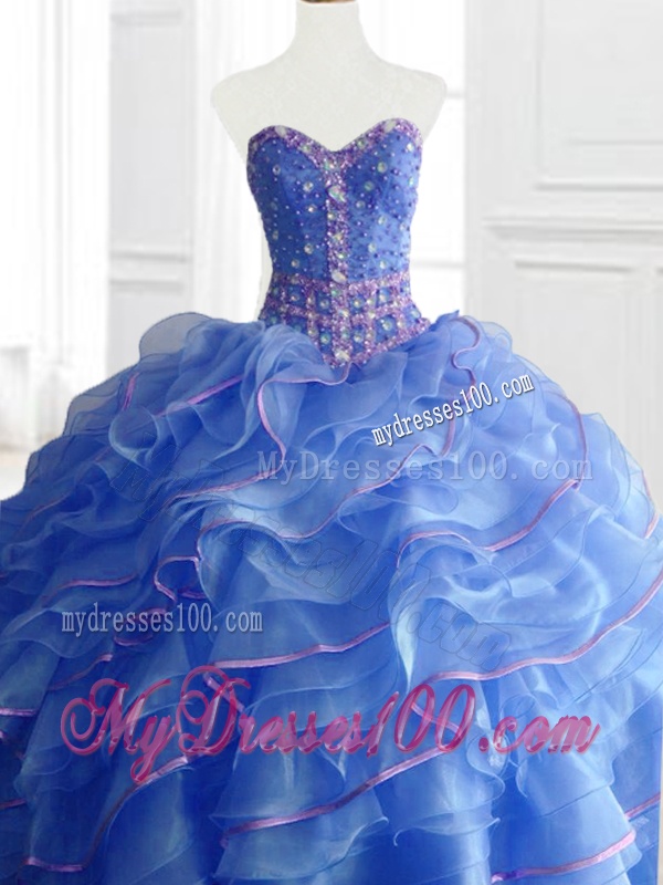 Modest Ball Gown Quinceanera Dresses with Beading and Ruffles