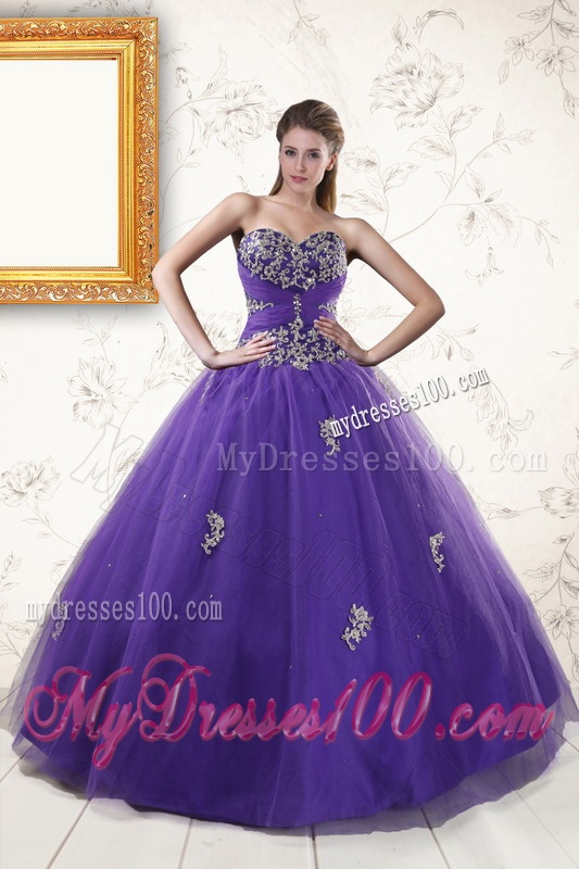 New Arrival Purple Quinceanera Dresses with Appliques and Beading