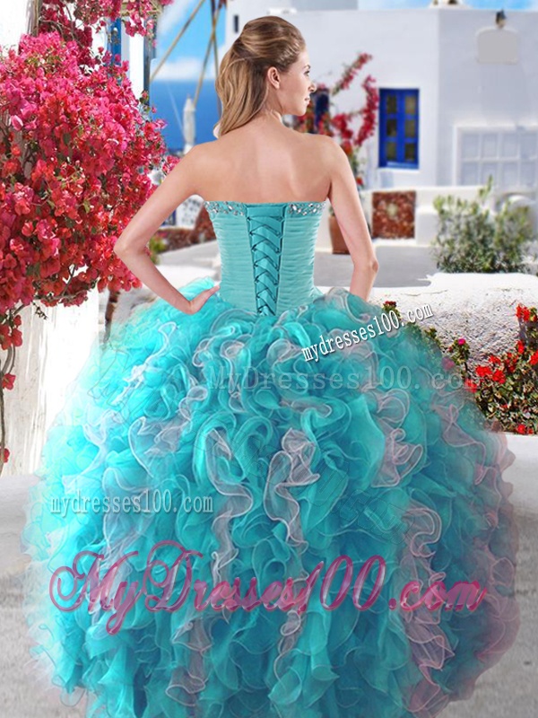 New Arrivals Beaded and Ruffled Quinceanera Gown in Hot Pink and Champagne