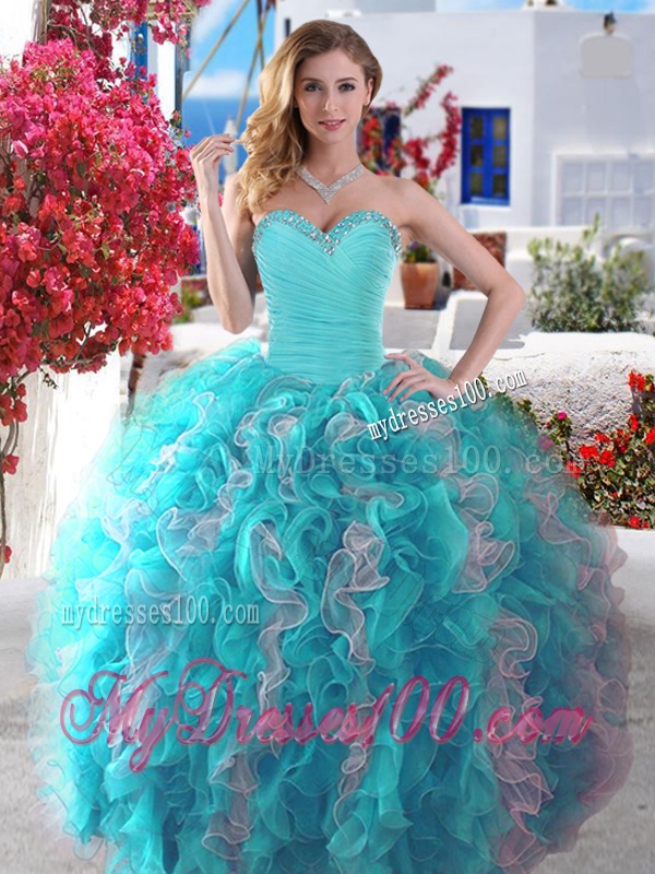 New Arrivals Beaded and Ruffled Quinceanera Gown in Hot Pink and Champagne