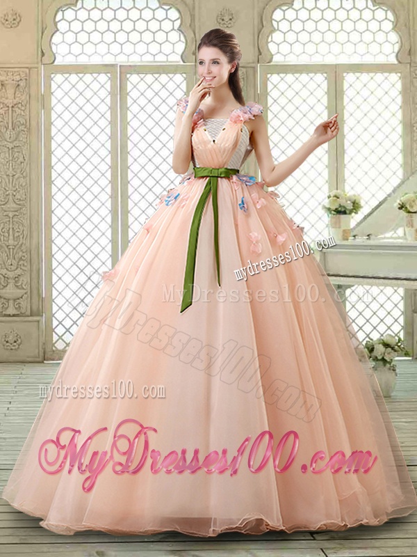 New Style Straps Quinceanera Dresses with Appliques and Belt
