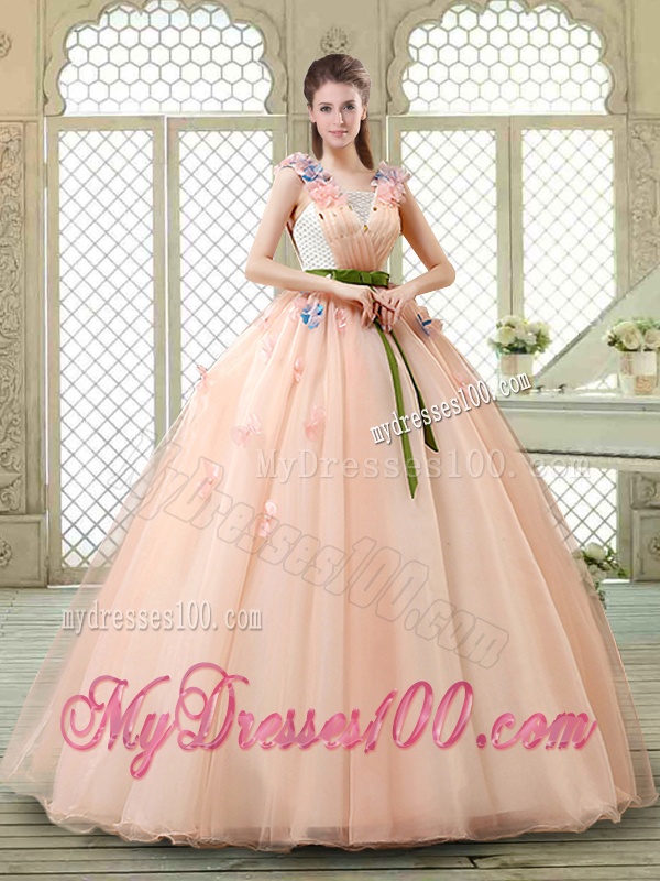 New Style Straps Quinceanera Dresses with Appliques and Belt