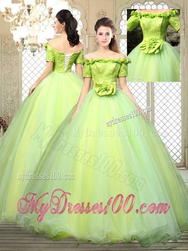 Pretty Off the Shoulder Quinceanera Dresses with Hand Made Flowers