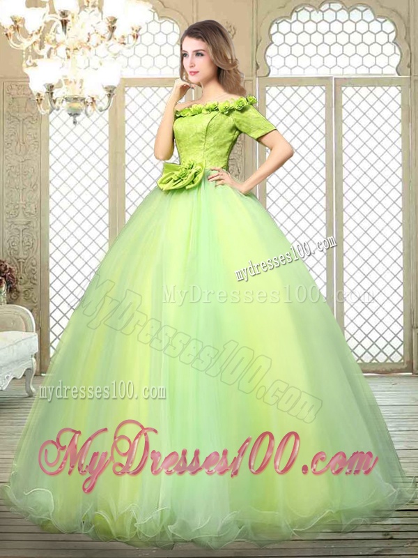 Pretty Off the Shoulder Quinceanera Dresses with Hand Made Flowers