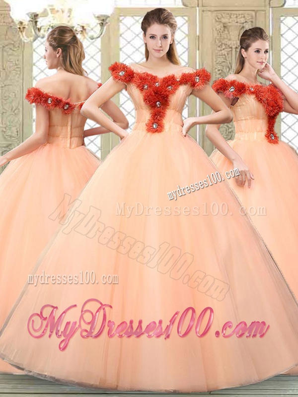 Pretty Off the Shoulder Quinceanera Dresses with Hand Made Flowers