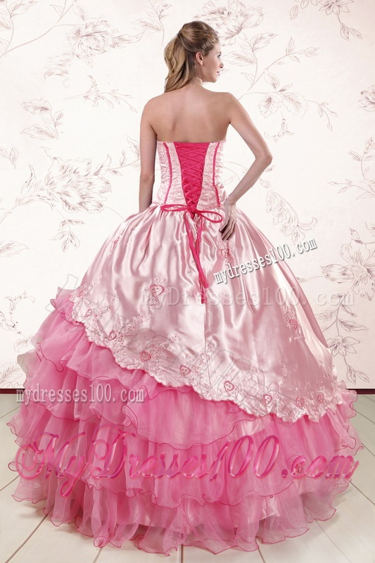 Remarkble Sweetheart Pink Quinceanera Dresses with Embroidery