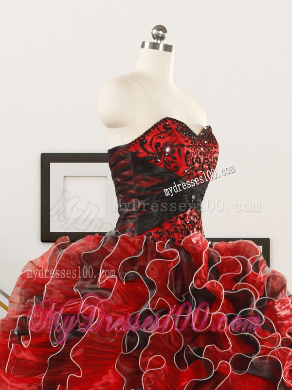 Unique Beaded Sweetheart Organza Quinceanera Dress in Multi-color