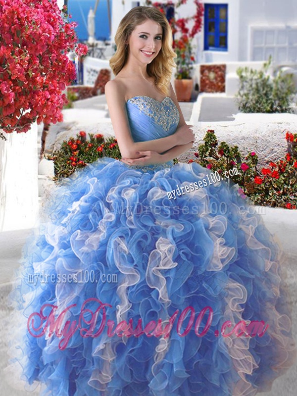 Wonderful Organza Big Puffy Sweet 16 Dress with Beading and Ruffles
