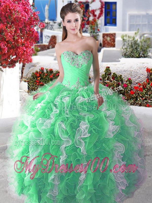 Wonderful Organza Big Puffy Sweet 16 Dress with Beading and Ruffles