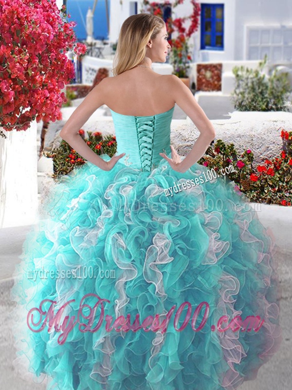 Wonderful Organza Big Puffy Sweet 16 Dress with Beading and Ruffles