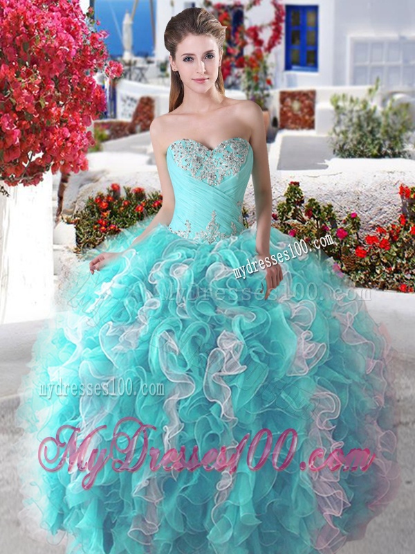 Wonderful Organza Big Puffy Sweet 16 Dress with Beading and Ruffles