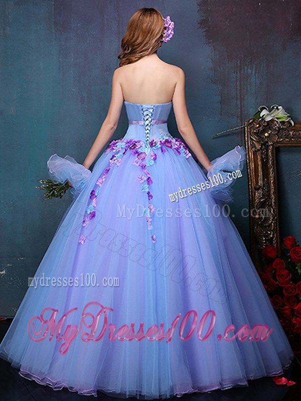 Wonderful Really Puffy A Line Quinceanera Dress with Appliques and Bowknot