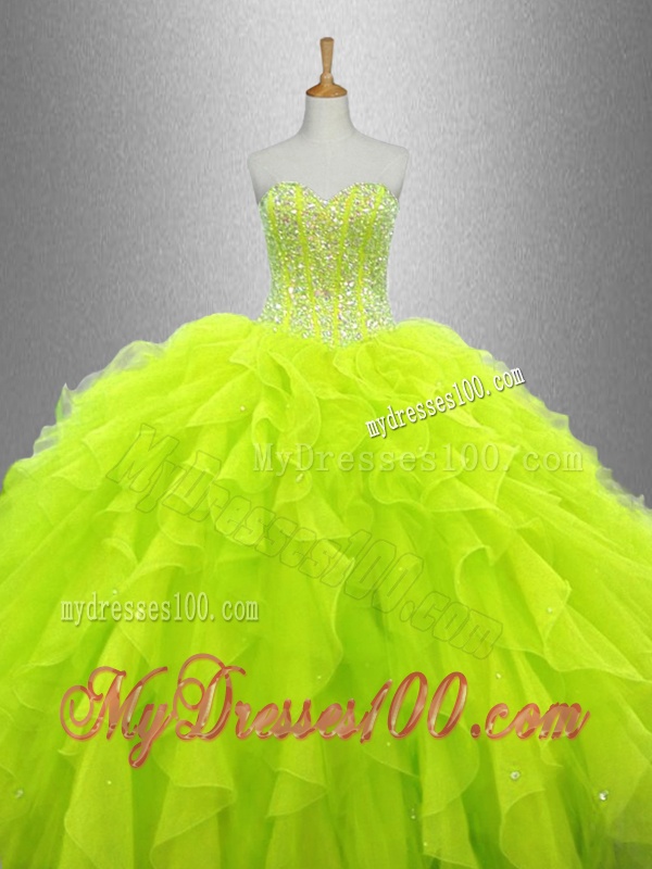 Yellow Green Beautiful Quinceanera Dresses with Ruffles