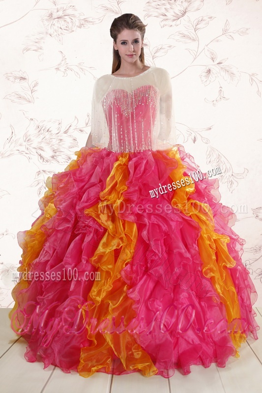 Inexpensive Beading Quinceanera Dresses in Multi color