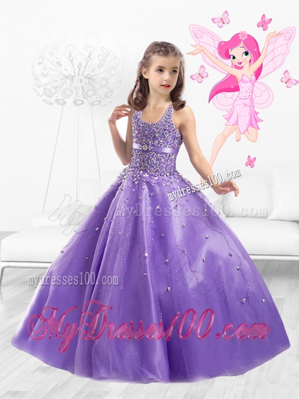 2016 Cheap Tulle Straps Little Girl Pageant Dresses with Beading