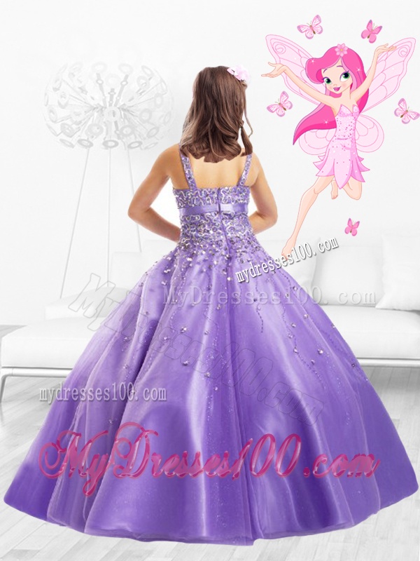 2016 Cheap Tulle Straps Little Girl Pageant Dresses with Beading