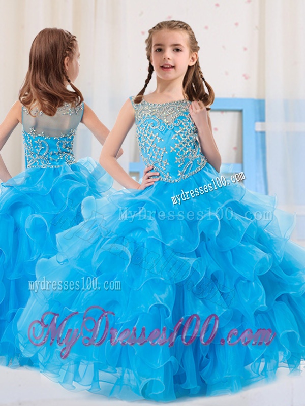 Ball Gowns Scoop Organza Side Zipper Beaded Bodice Little Girl Pageant Dress