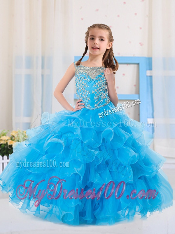 Ball Gowns Scoop Organza Side Zipper Beaded Bodice Little Girl Pageant Dress