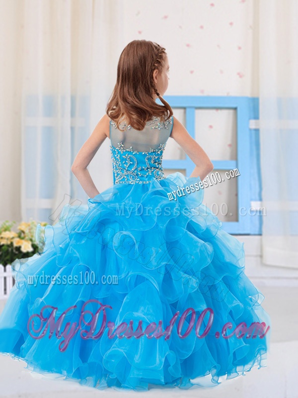 Ball Gowns Scoop Organza Side Zipper Beaded Bodice Little Girl Pageant Dress