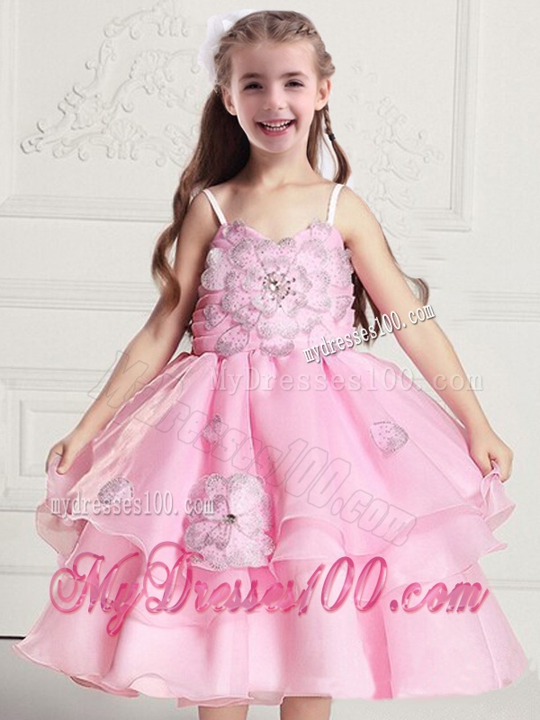 Beautiful 2016 Pink Little Girl Pageant Dresses with Appliques and Bowknot