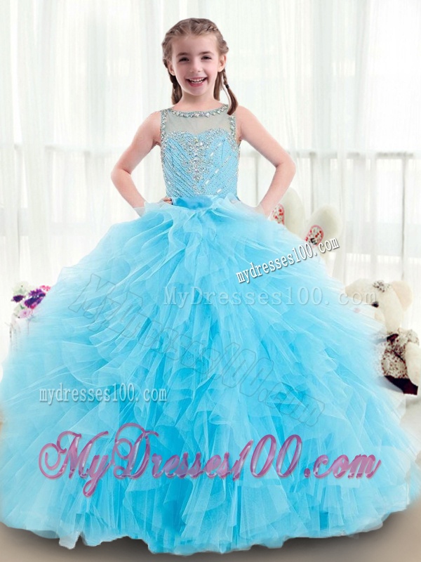 Beautiful Ruffles and Beading Mini Quinceanera Gowns with Bateau