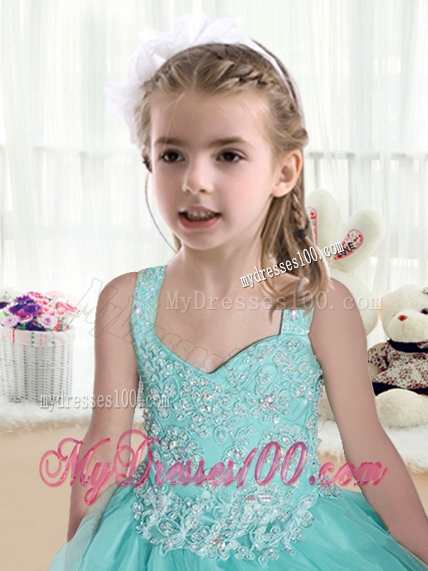 Beautiful Straps Little Girl Pageant Dresses with Appliques and Beading