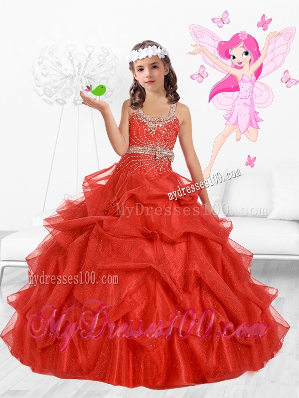 Delicate Scoop Little Girl Pageant Dresses with Beading and Bowknot