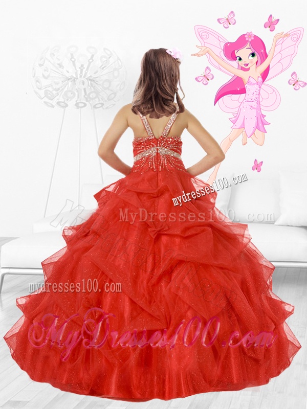 Delicate Scoop Little Girl Pageant Dresses with Beading and Bowknot