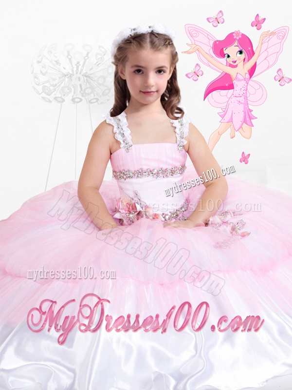 Fashionable Hand Made Flowers Little Girl Pageant Dresses with Beading