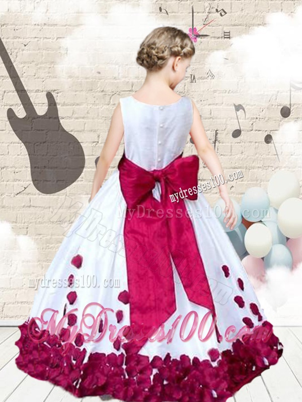 Hot Sale Scoop Long Little Girl Pageant Dresses with Bowknot