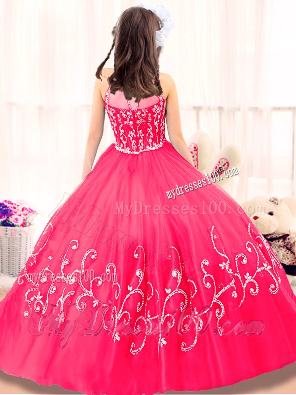 Lovely High Neck Mini Quinceanera Gowns in Hot Pink