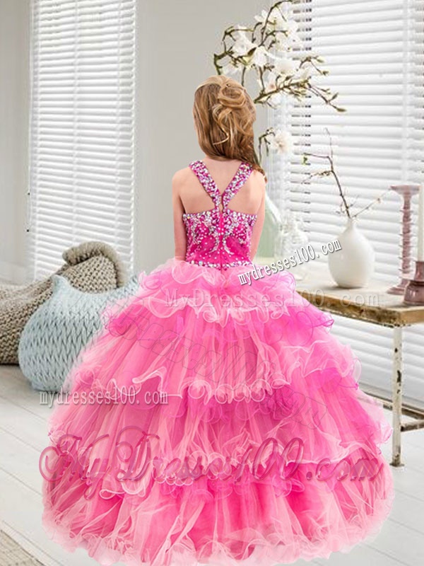 Modern Multi Color Little Girl Pageant Dresses with Ruffled Layers