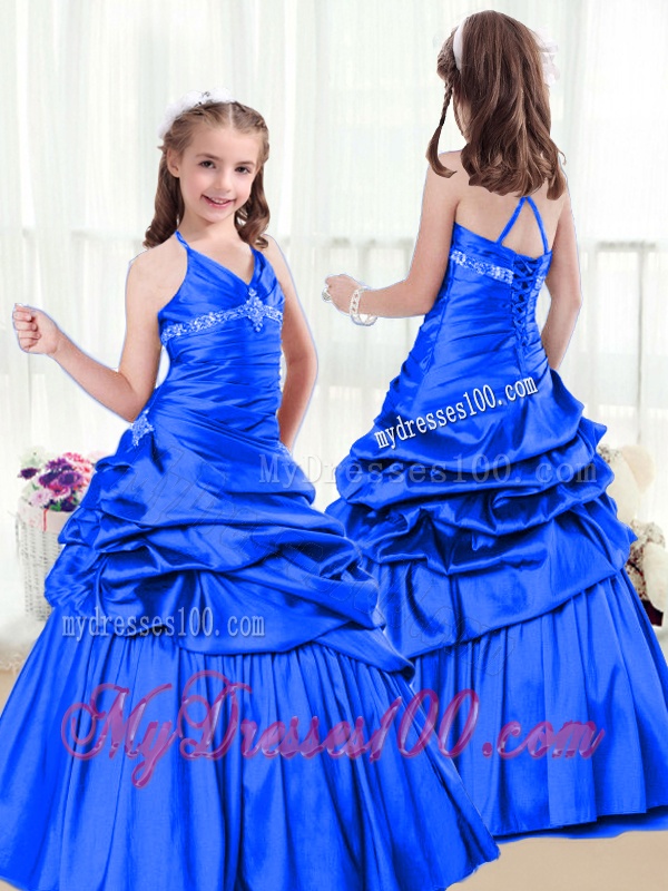 Perfect A Line Halter Top Little Girl Pageant Dresses with Beading
