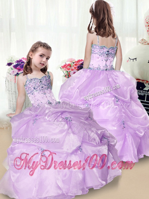 Perfect Beading and Appliques Little Girl Pageant Gowns in Lavender