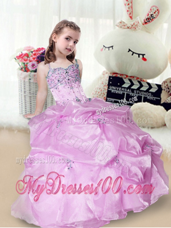 Perfect Beading and Appliques Little Girl Pageant Gowns in Lavender