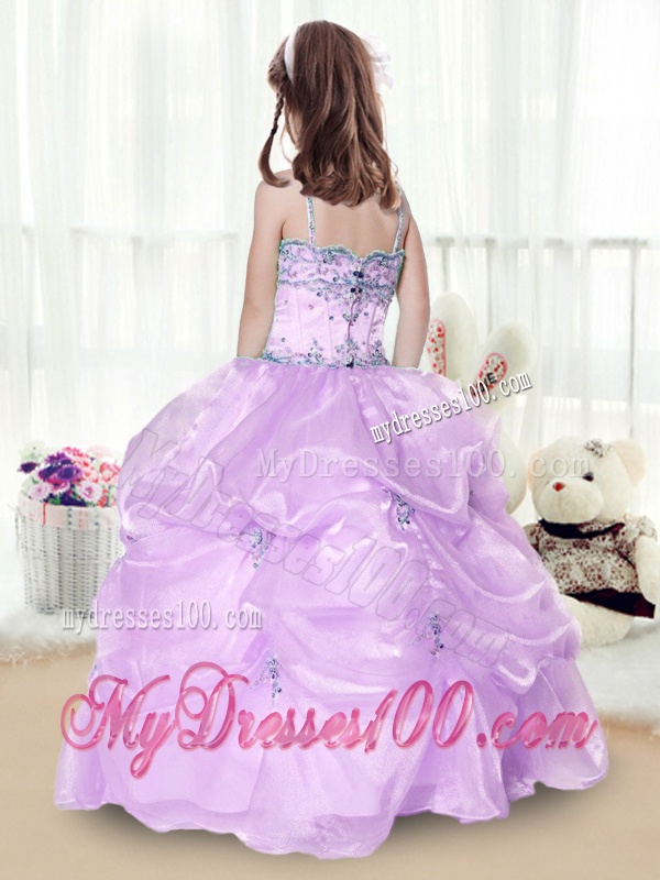 Perfect Beading and Appliques Little Girl Pageant Gowns in Lavender