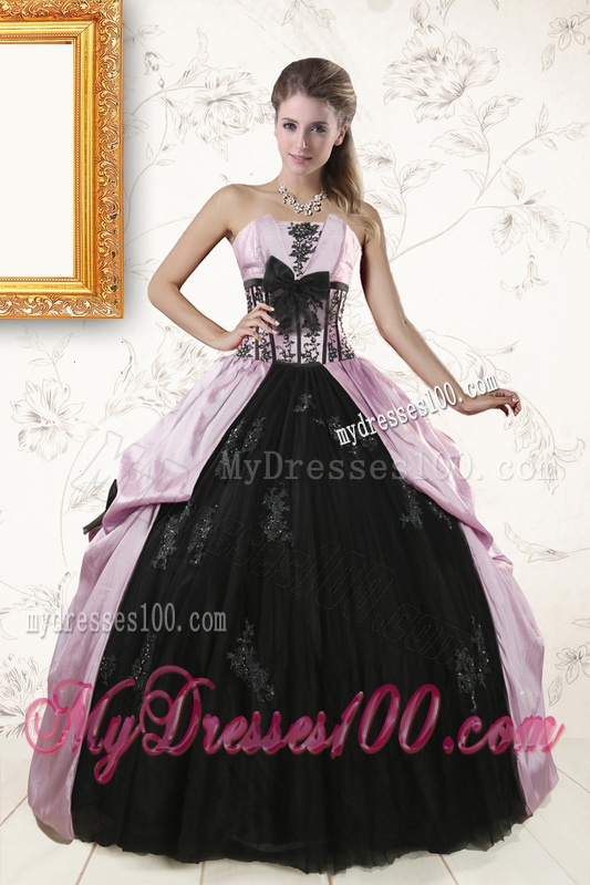 2016 Cheap Strapless Quinceanera Dresses with Appliques and Ruffles