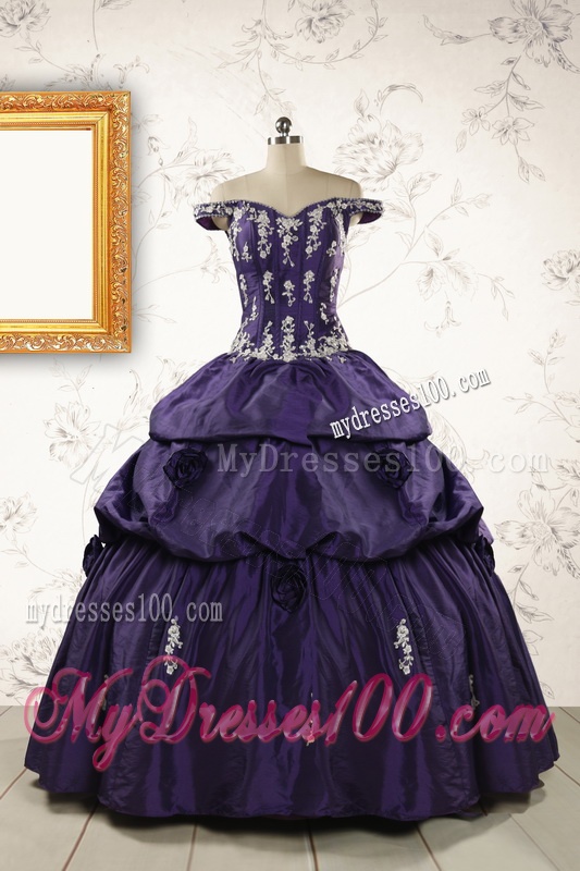2016 Latest Off The Shoulder Appliques Quinceanera Dresses in Purple
