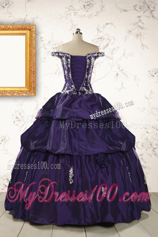 2016 Latest Off The Shoulder Appliques Quinceanera Dresses in Purple